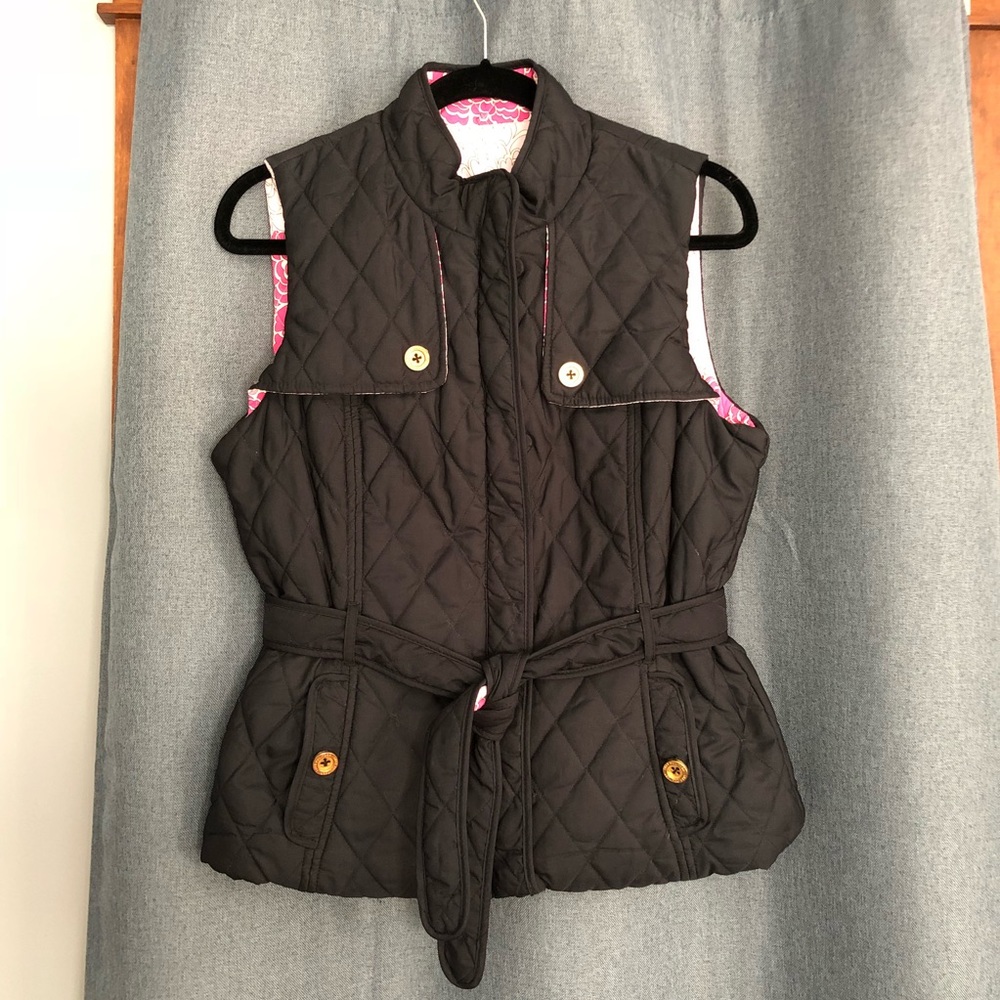 Lily Pulitzer Reverse Vest - Size ? - Black/Pink